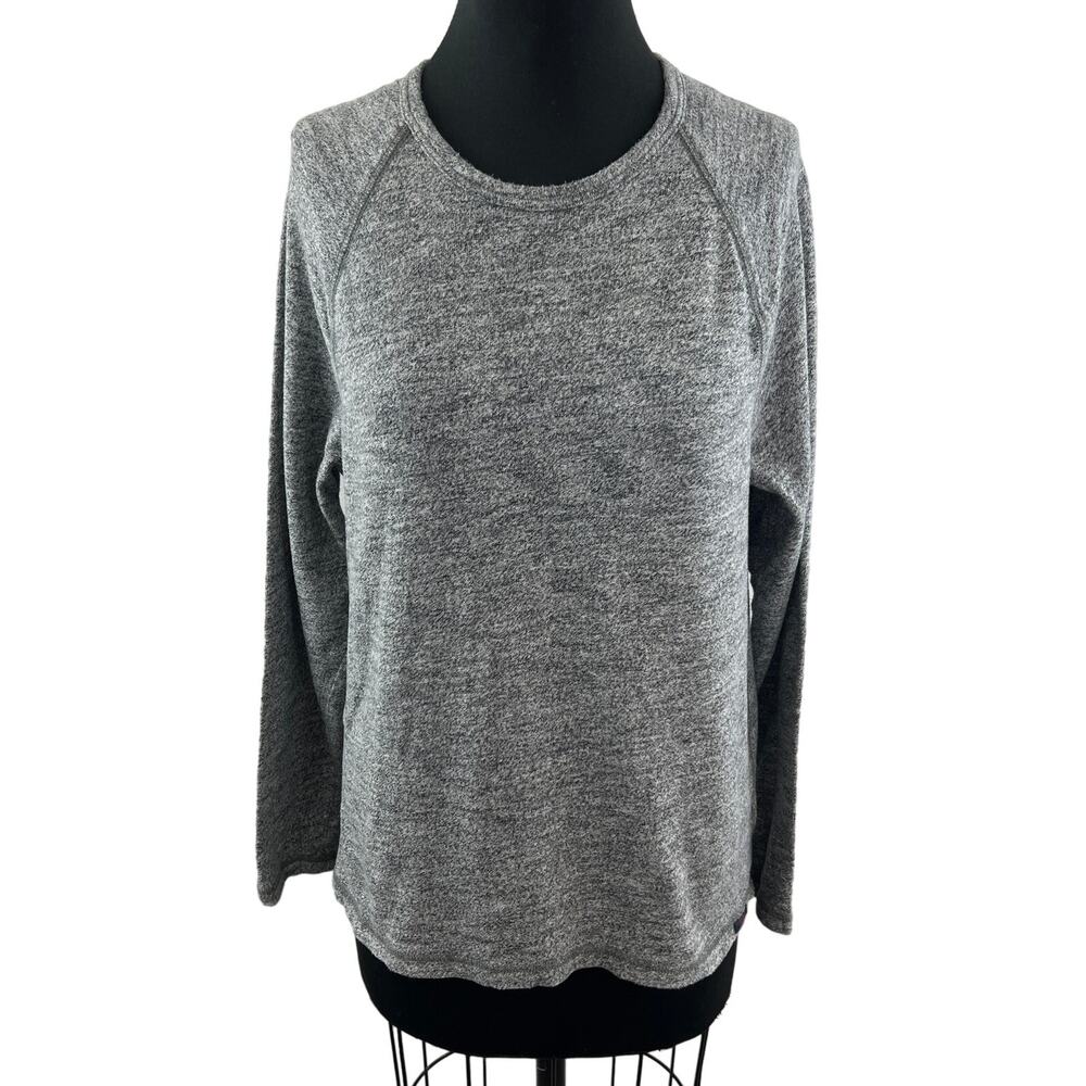 FAHERTY Crewneck Long Sleeve Top Gray Cotton Raglan Sleeve Pullover Size M